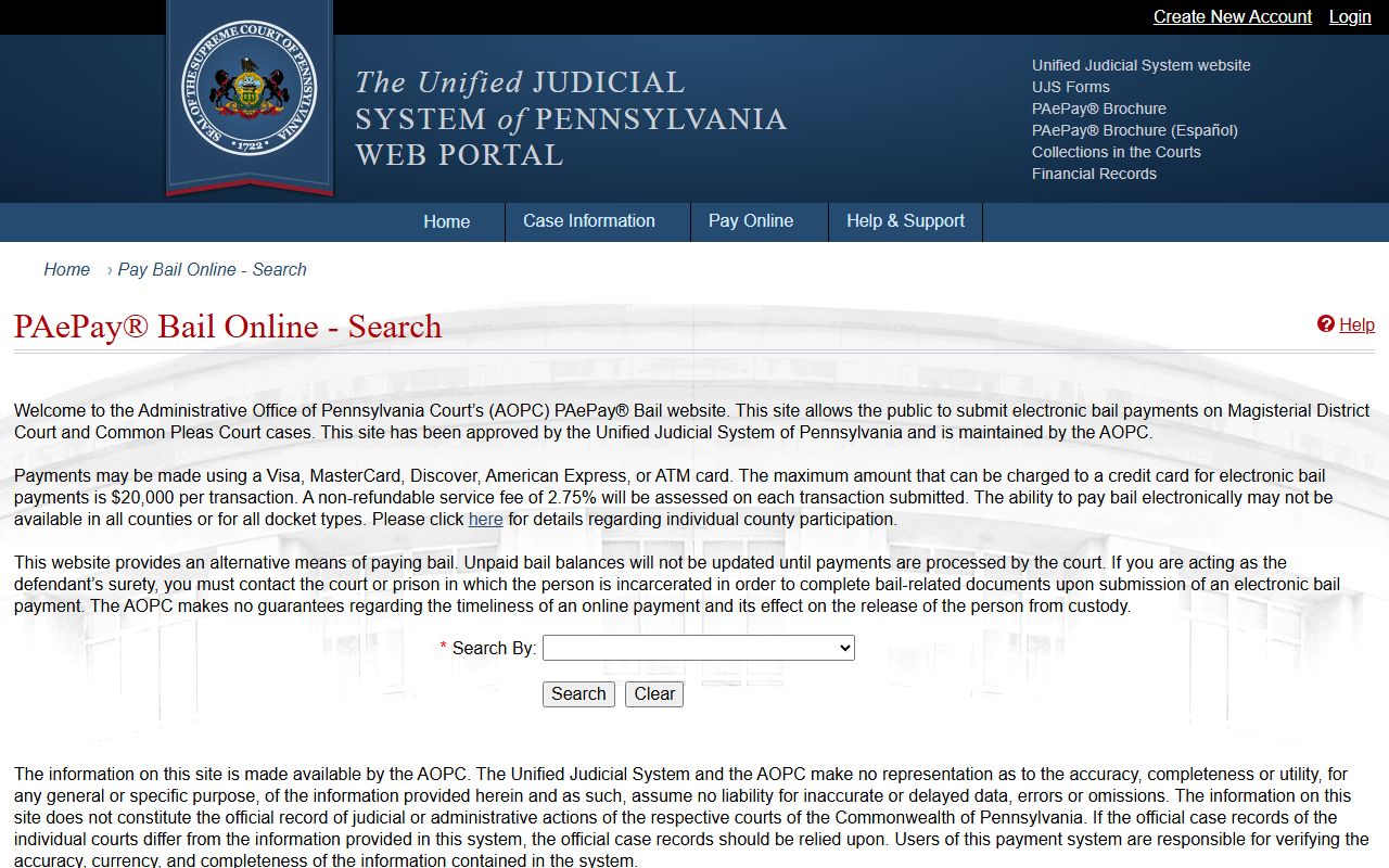 Perry County court records after arrest PAePay bail portal